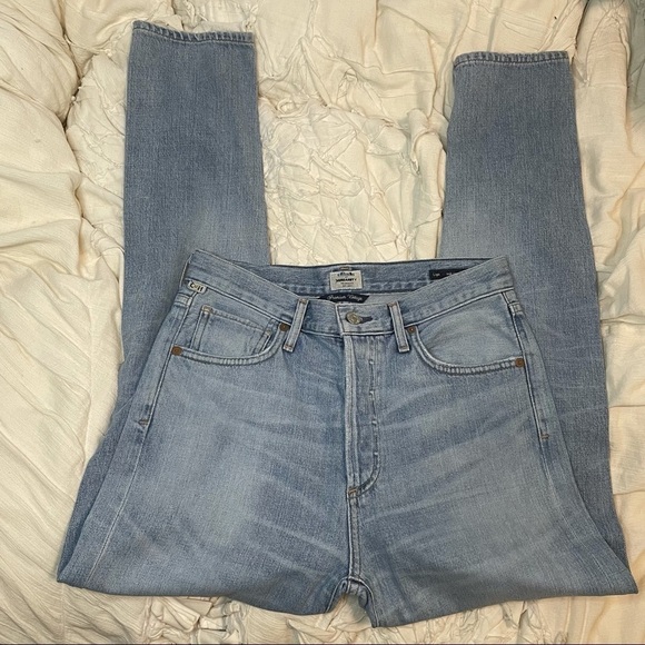 CITIZENS of Humanity Liya High Rise Classic Fit Crop Blue Distressed Jeans 25 - Picture 2 of 9